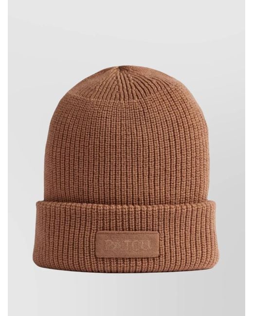Patou Brown Wool Knitted Ribbed Beanie