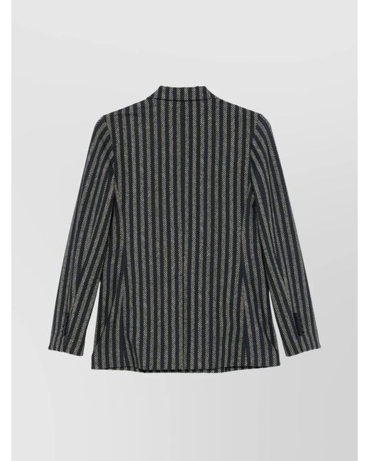 Circolo 1901 Gray Striped Double-Breasted Blazer