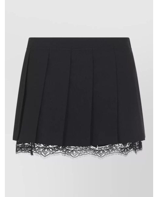 Acne Black Wool Pleated Mini Skirt