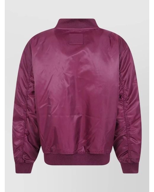 Anine Bing Pink Leon Bomber Jacket Ribbed Cuffs Hem Pockets