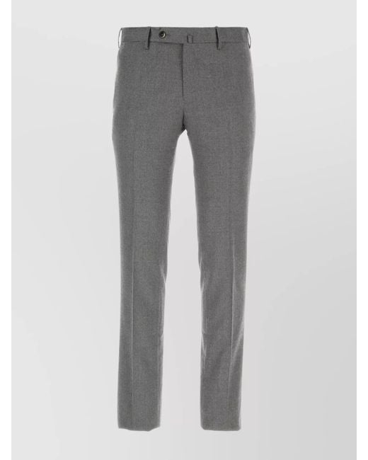 PT Torino Gray Virgin Wool Tailored Trousers for men