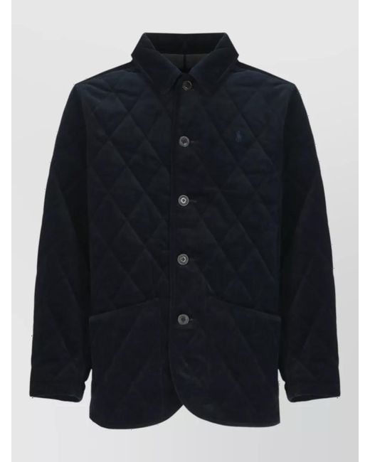 Ralph Lauren Blue Velvet Ribbed Padded Jacket for men