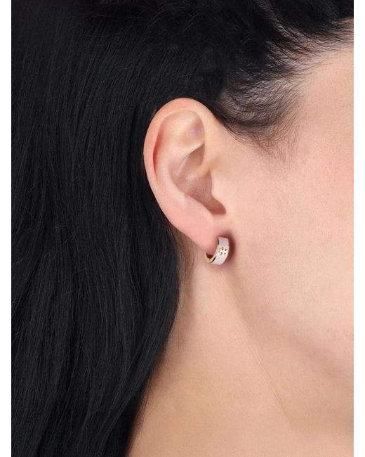 Tory Burch Multicolor Hoop Earrings Two Tone Metal Design