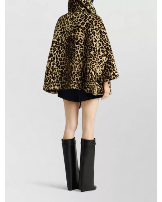 Givenchy Metallic Leopard Print Camel Hair Faux Fur Jacket