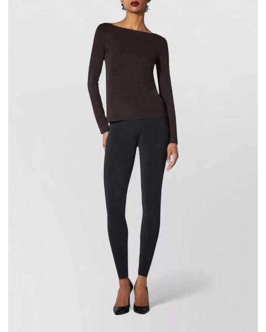 Wolford Brown Boat Neck Long Sleeve Slim Layering Top