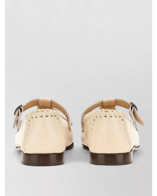 Hereu Natural Loafers T Bar Moccasin Buckle Woven