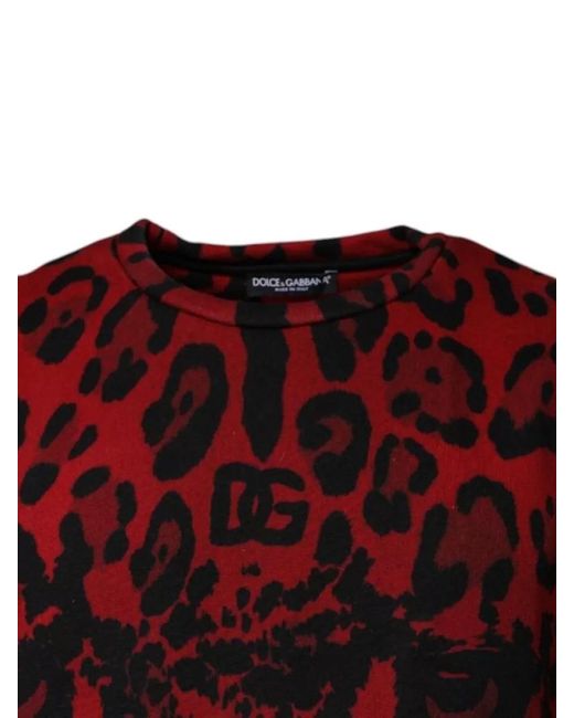 Dolce & Gabbana Red Cotton Leopard-Print Sleeveless T-Shirt for men
