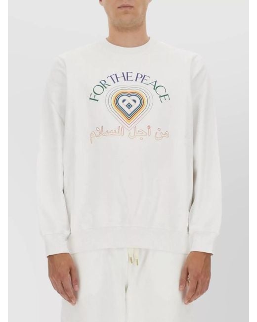 Casablanca White Organic Cotton Regular-Fit Logo Sweatshirt for men