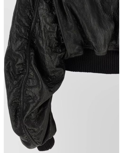 Rick Owens Black 'Secchia Cropped Flight' Bomber Jacket