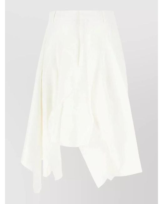 Niccolò Pasqualetti White Linen Blend Skirt Asymmetric Hem Belt Loops