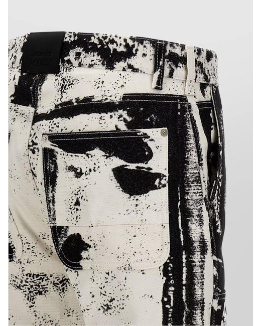 McQueen White Printed Regular-Fit Jeans for men
