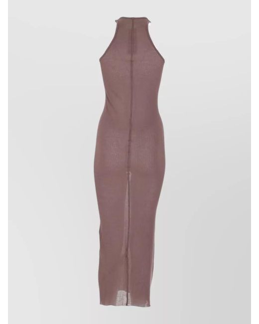 Rick Owens Purple Ribbed Sleeveless Lounge Dress High Neck