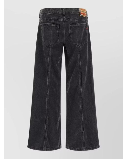 DIESEL Black Denim Wide-Leg Trousers