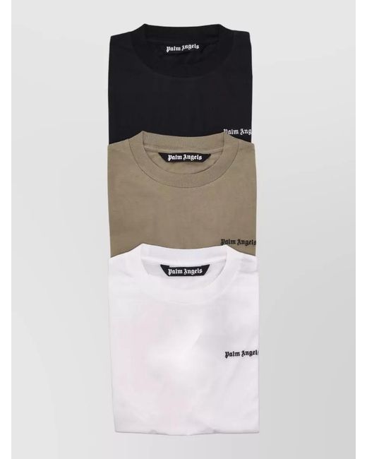 Palm Angels Gray Cotton Regular-Fit T-Shirt Tripack for men