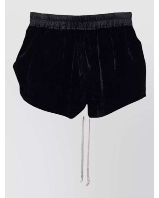 Rick Owens Black Boxer Shorts High Rise Pleated Velvet