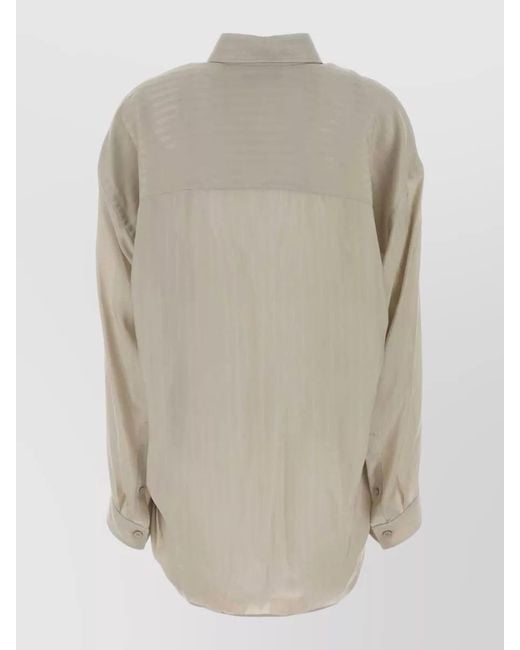 Balenciaga Natural Cupro Oversize Shirt Chest Pocket Long Sleeves