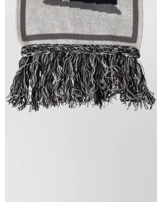 Dolce & Gabbana Gray Cashmere Knitted Fringe Scarf for men