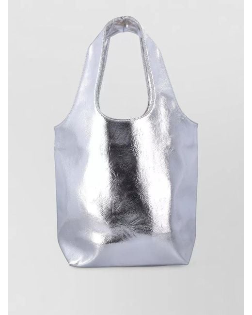A.P.C. White Ninon Small Tote Bag Metallic Finish