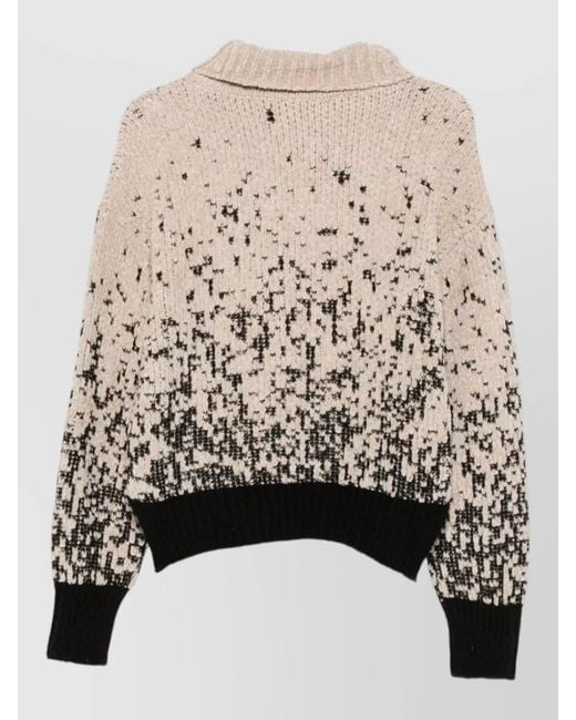 Alysi White Gradient Roll Neck Chenille Knit Sweater