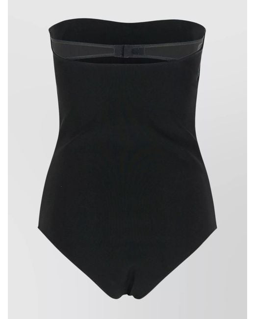 Courreges Black Strapless Asymmetric Bodysuit