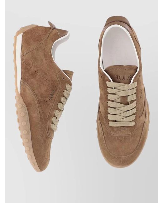 Tod's Brown Suede Lace Up Sneakers Rubber Sole