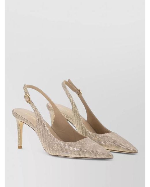 Stuart Weitzman Natural Lace Slingback Pumps Pointed Toe Stiletto