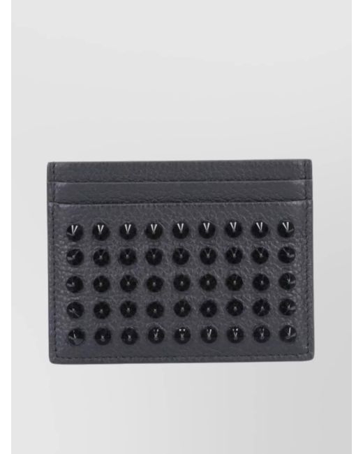 Christian Louboutin Gray Textured Pebbled Studded Wallets for men