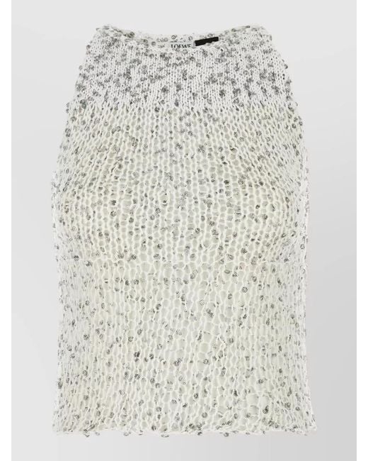 Loewe Multicolor Embellished Cotton Blend High Neck Party Top