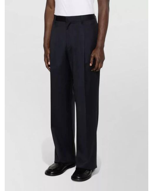 Lardini Blue Wool Pleated Wide-Leg Trousers for men