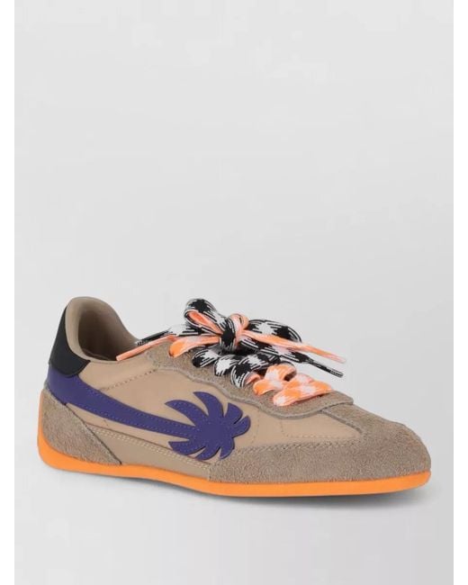 Palm Angels Multicolor Lace Up Sneakers Low Suede Accents Rubber Sole