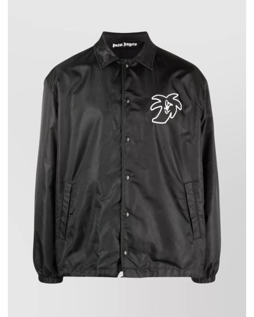 Palm Angels Black Printed Lightweight Jacket for men