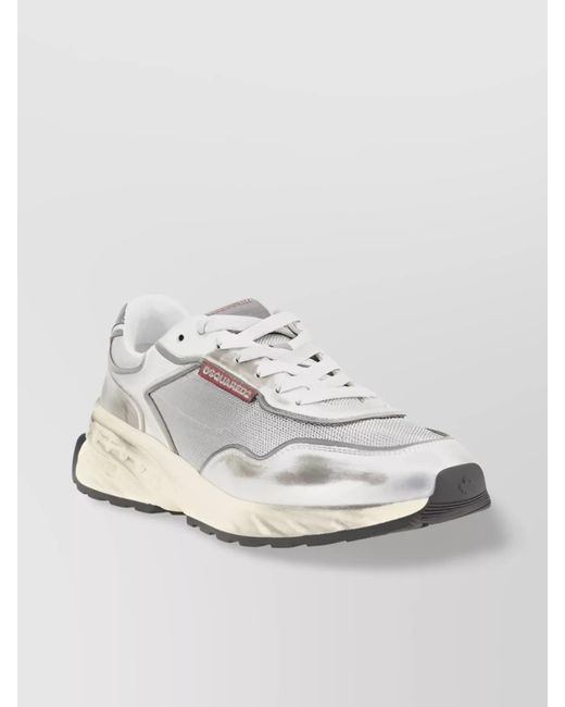 DSquared² White Paneled Low-Top Sneakers for men
