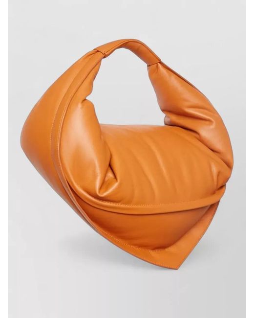 FEDERICO CINA Orange Calf Leather Shoulder Bag Detachable Strap