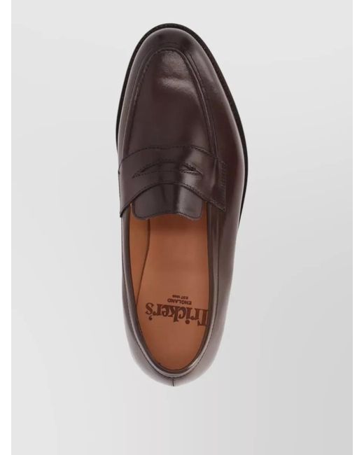 Tricker's Brown Leather Loafers Round Toe Penny Strap for men