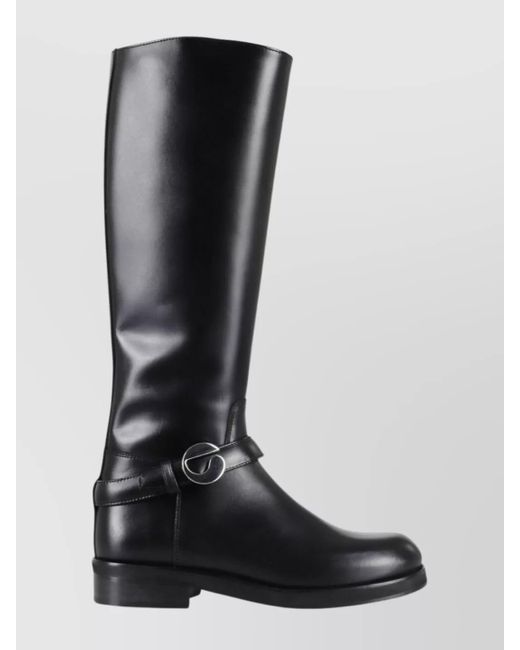 Coperni Black Leather Knee-High Flat Boots