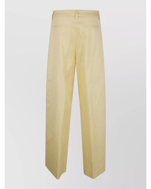 Thelatest Yellow Deva Gabardine Trousers Pleats Belt Loops