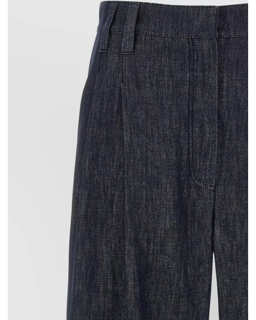 Brunello Cucinelli Blue Wide Leg Denim Trousers