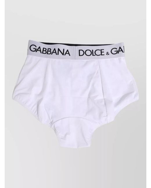 Dolce & Gabbana Blue Cotton High-Rise Logo-Waistband Briefs
