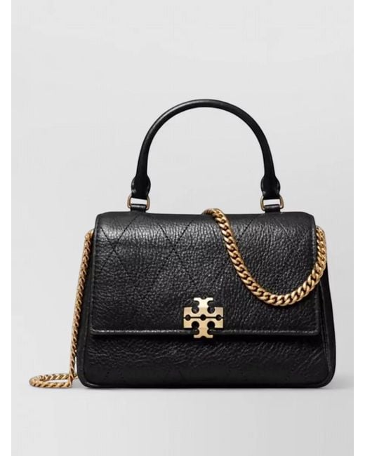 Tory Burch Black Charlie Quilted Top Handle Chain Bag