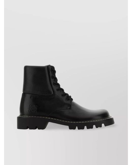 Loewe Black Leather Ankle Boots for men