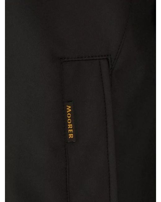 Moorer Black Quilted Polyester Down Jacket High Collar Pockets for men