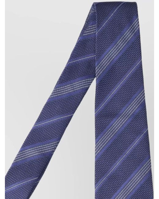 Cesare Attolini Blue Regular Width Striped Textured Fabric Necktie for men