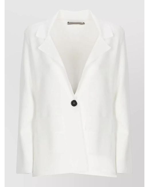 D.exterior White Viscose Blazer Front Flap Pockets