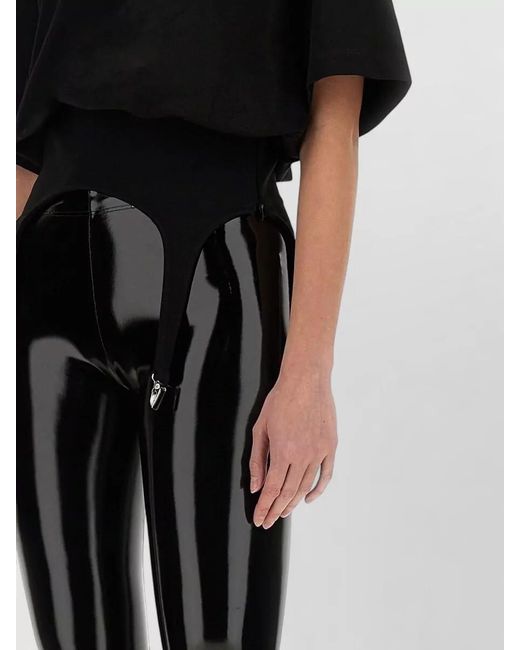 Fiorucci Black T Shirt Suspenders Crew Neck Zip Detail