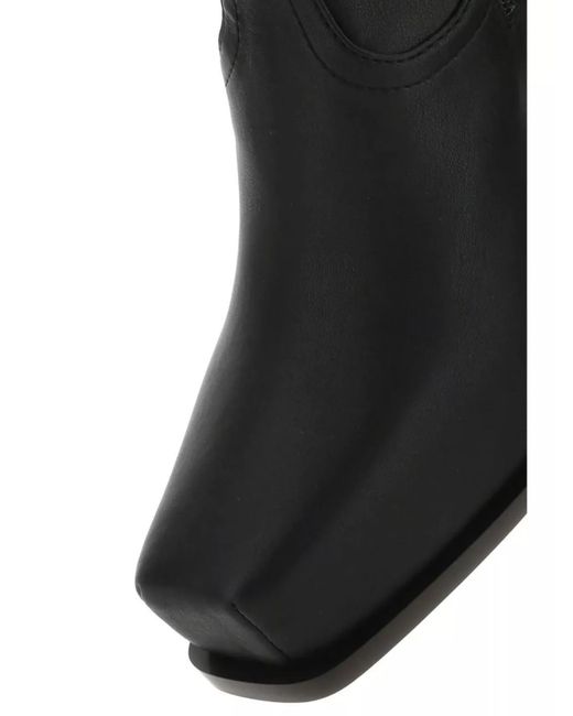 Stella McCartney Black Faux Leather Square-Toe Ankle Cowboy Boots