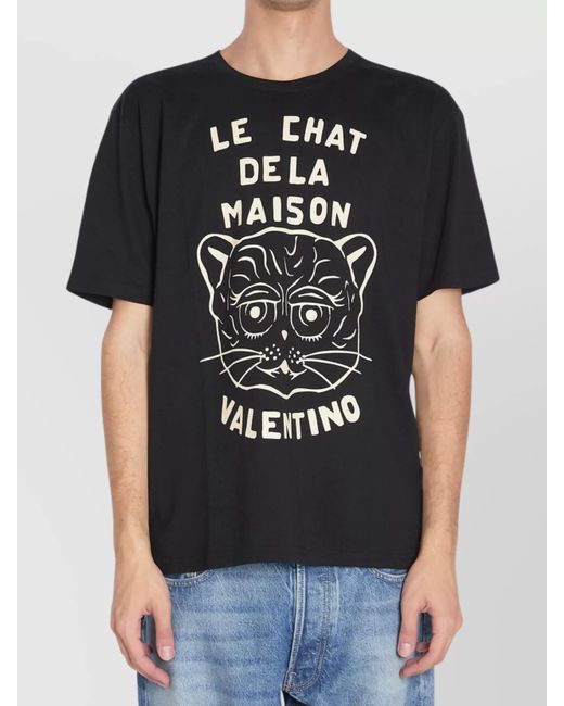 Valentino Garavani Black Printed Cotton T-Shirt for men