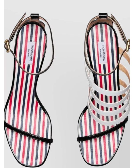 Thom Browne White Patent Leather Strappy Heel Sandals