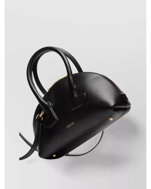 Patou Black Leather Mini Shoulder Bag