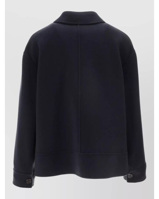 Max Mara Blue Jacket Long Sleeves Flap Pockets Collar