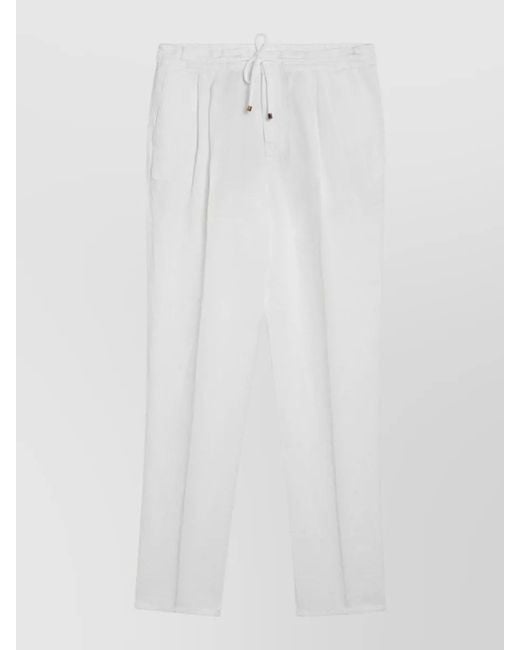Brunello Cucinelli White Drawstring Trousers for men